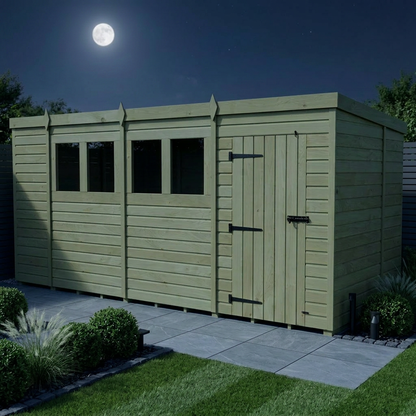14 x 7 Pent Shed (Single Door, With Windows) - view 2