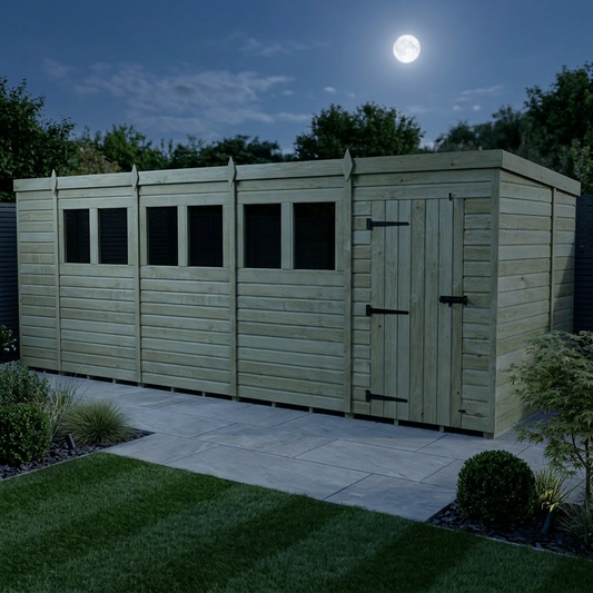 18 x 7 Pent Shed (Single Door, With Windows) - Pent Shed