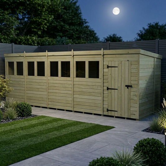 20 x 7 Pent Shed (Single Door, With Windows) - view 2