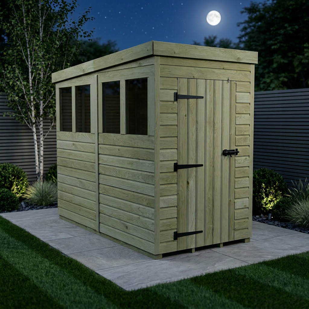 4 x 8 Pent Shed (Single Door, With Windows) - view 2