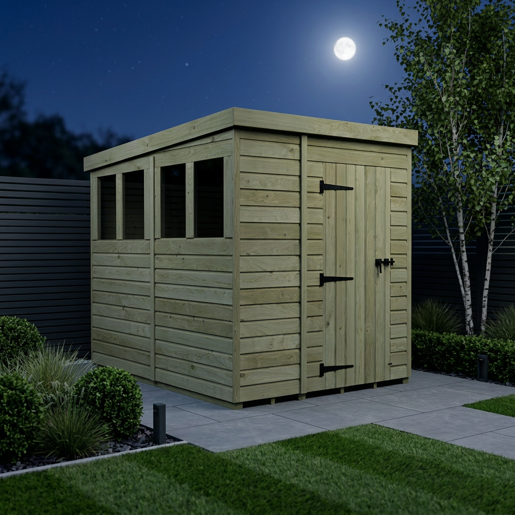 5 x 8 Pent Shed (Single Door, With Windows) - Pent Shed