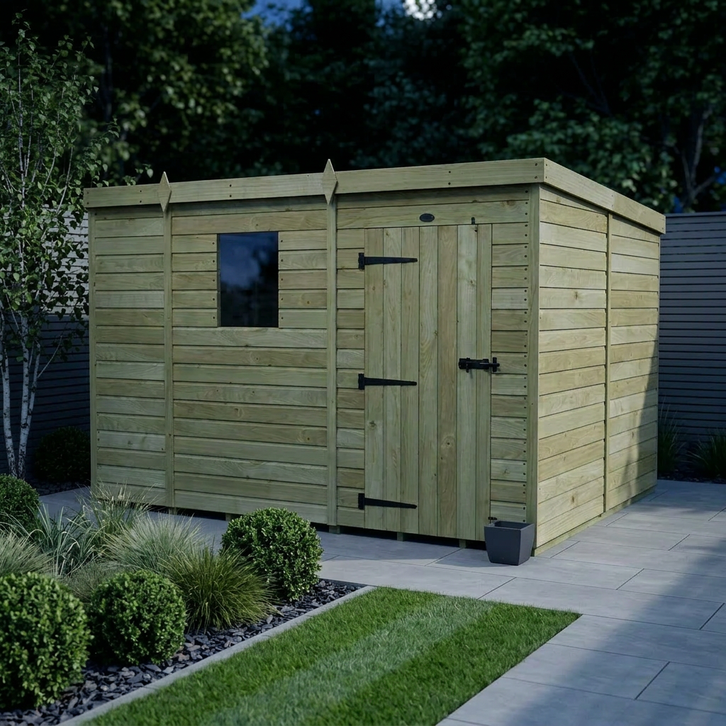 9 x 8 Pent Shed (Single Door, With Windows) - Pent Shed