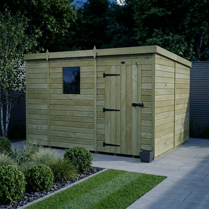 9 x 8 Pent Shed (Single Door, With Windows) - Pent Shed