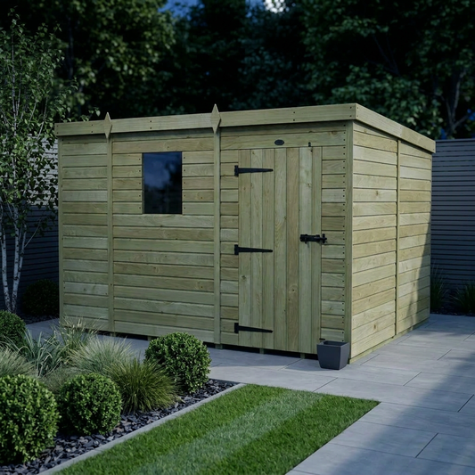 9 x 8 Pent Shed (Single Door, With Windows) - Pent Shed
