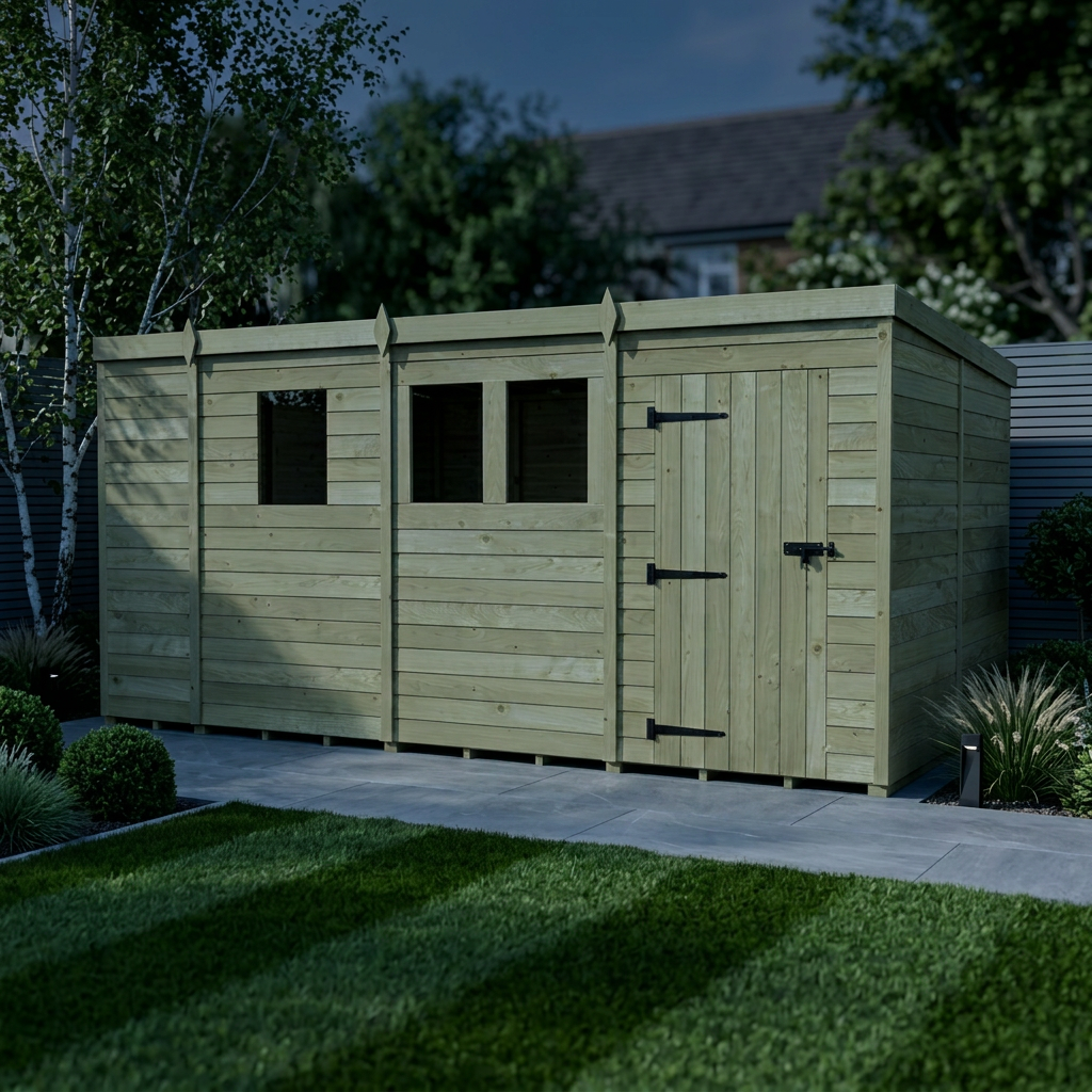 13 x 8 Pent Shed (Single Door, With Windows) - view 2