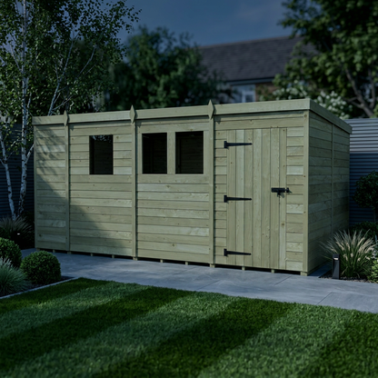 13 x 8 Pent Shed (Single Door, With Windows) - view 2