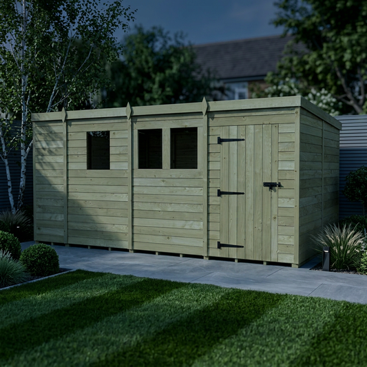 13 x 8 Pent Shed (Single Door, With Windows) - view 2