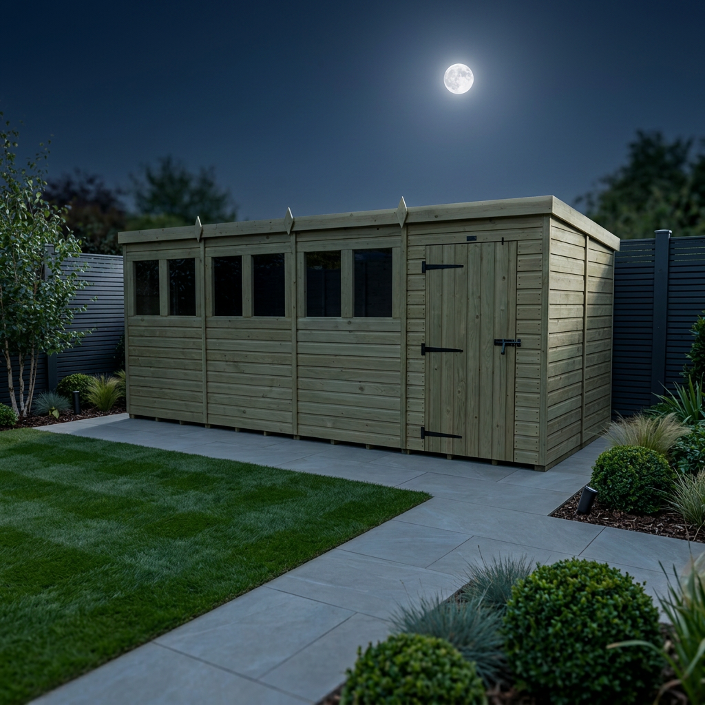 16 x 8 Pent Shed (Single Door, With Windows) - view 2