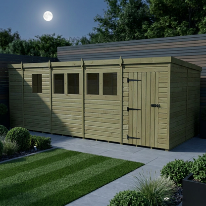 17 x 8 Pent Shed (Single Door, With Windows) - view 2