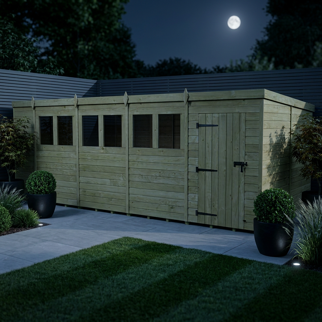 18 x 8 Pent Shed (Single Door, With Windows) - view 2