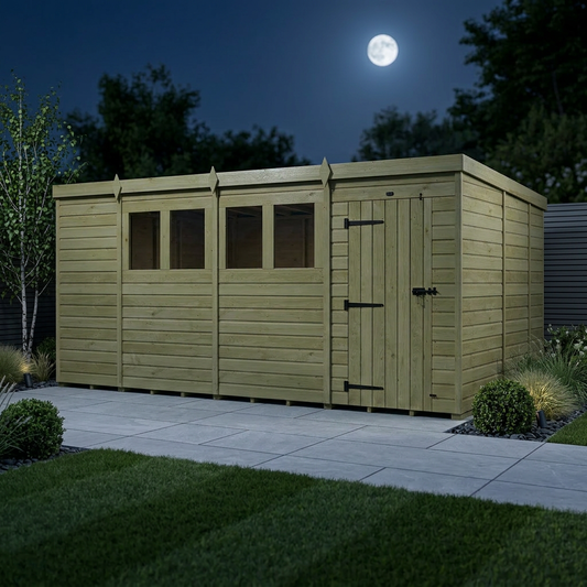 15 x 9 Pent Shed (Single Door, With Windows) - view 2