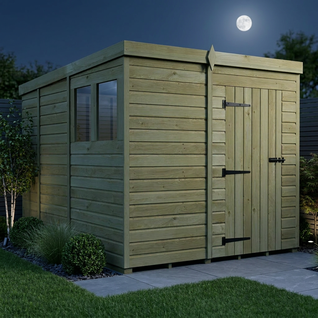 7 x 9 Pent Shed (Single Door, With Windows) - view 2