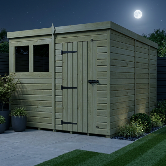 8 x 9 Pent Shed (Single Door, With Windows) - Pent Shed