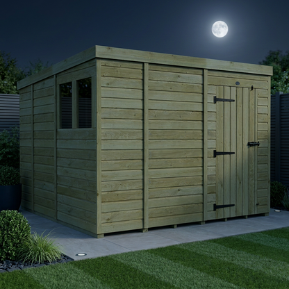 9 x 9 Pent Shed (Single Door, With Windows) - view 2