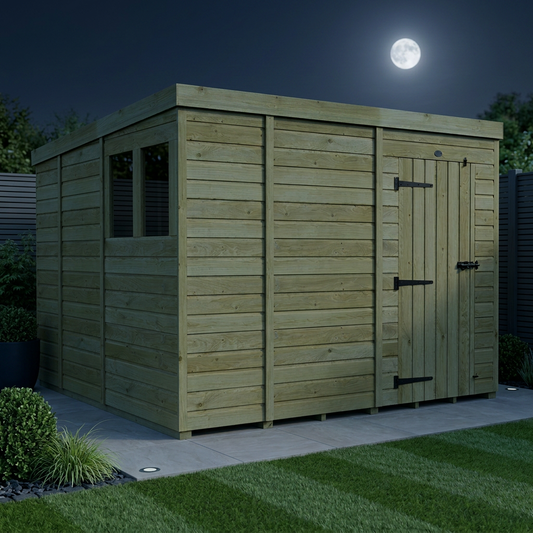 9 x 9 Pent Shed (Single Door, With Windows) - view 2