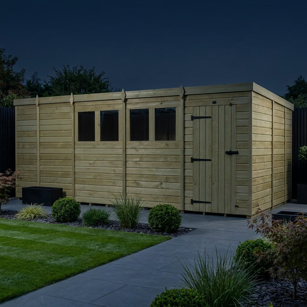 17 x 9 Pent Shed (Single Door, With Windows) - Pent Shed