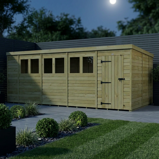 18 x 9 Pent Shed (Single Door, With Windows) - view 2