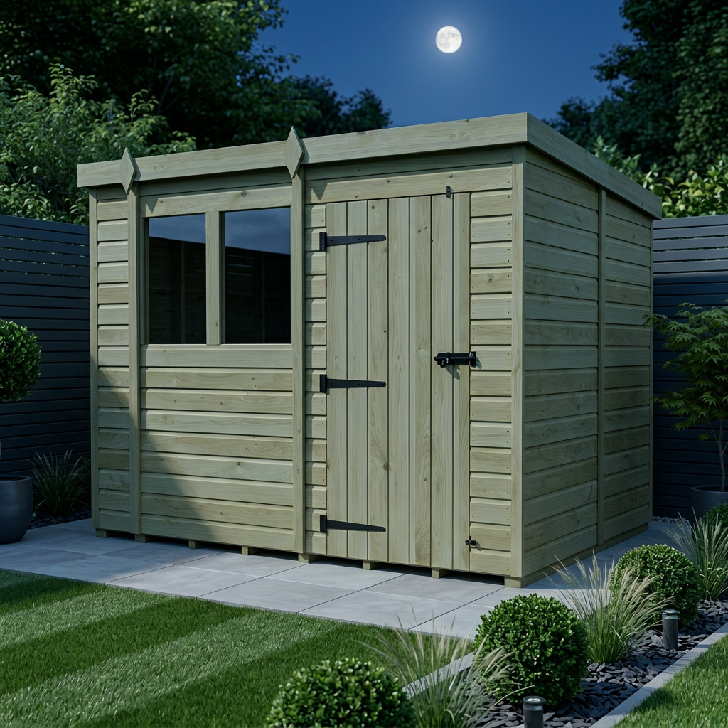 10 x 9 Pent Shed (Single Door, With Windows) - view 2