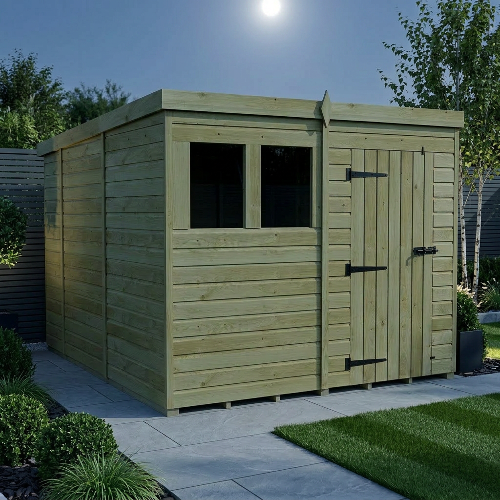 8 x 10 Pent Shed (Single Door, With Windows) - view 2