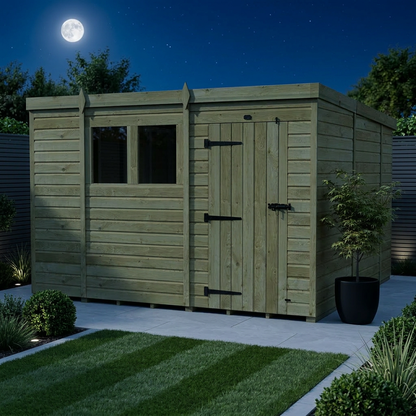 10 x 10 Pent Shed (Single Door, With Windows) - view 2