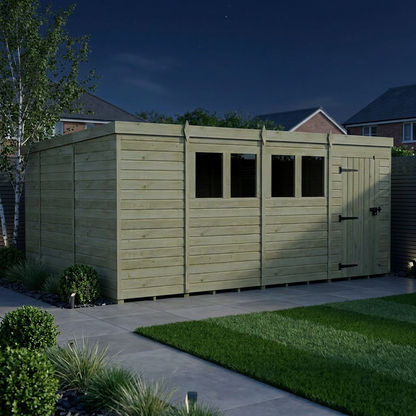 15 x 10 Pent Shed (Single Door, With Windows) - view 2