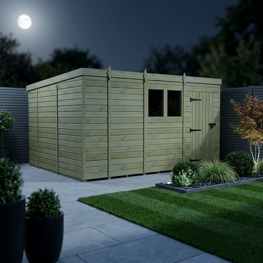13 x 10 Pent Shed (Single Door, With Windows) - view 2