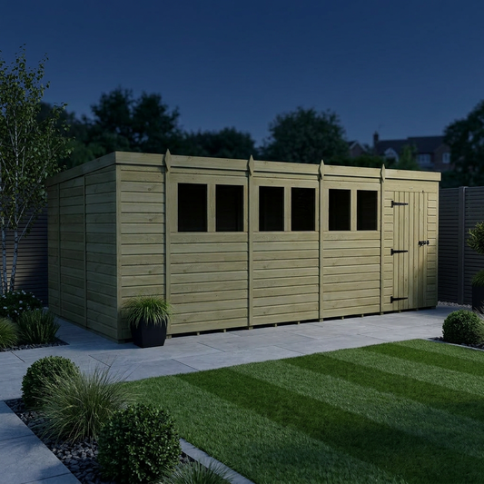 18 x 10 Pent Shed (Single Door, With Windows) - Pent Shed