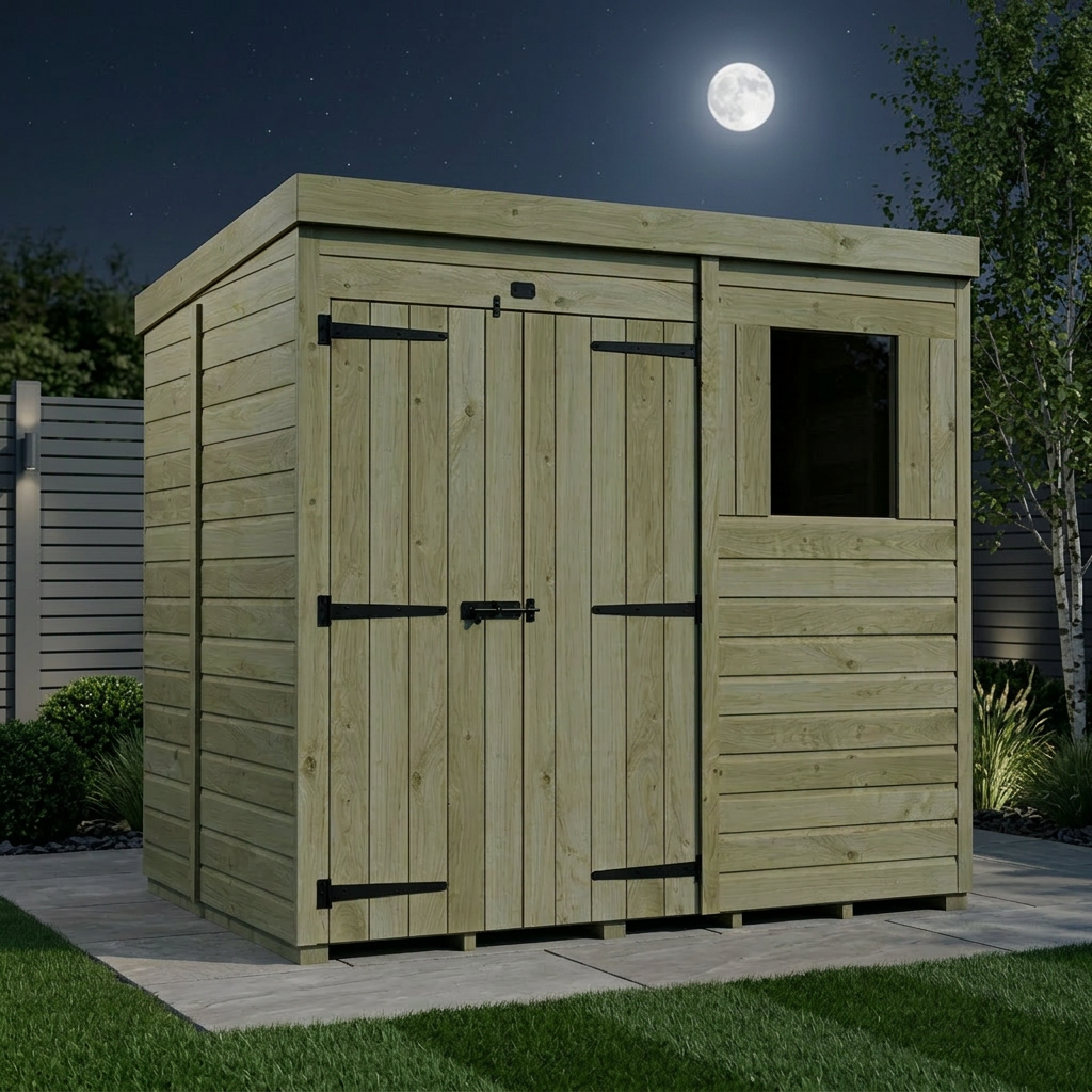 7 x 5 Pent Shed (Double Door, With Windows) - view 3