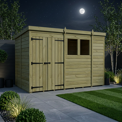 10 x 5 Pent Shed (Double Door, With Windows) - view 3