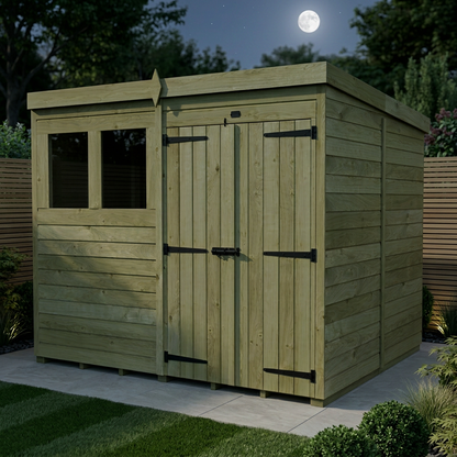 8 x 7 Pent Shed (Double Door, With Windows) - view 3