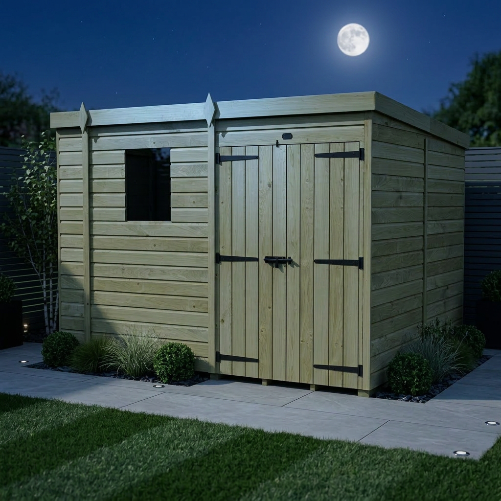 9 x 7 Pent Shed (Double Door, With Windows) - view 3