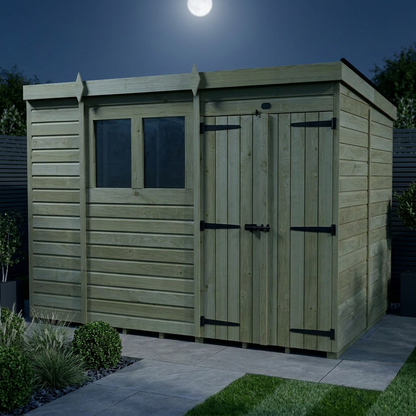 11 x 7 Pent Shed (Double Door, With Windows) - view 3