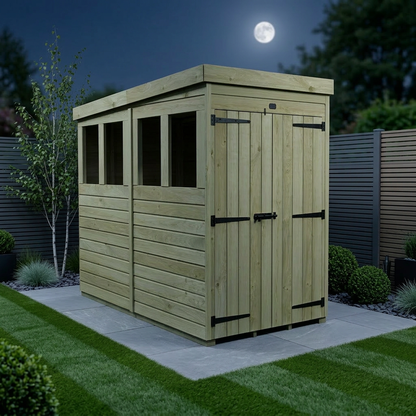 4 x 8 Pent Shed (Double Door, With Windows) - view 2