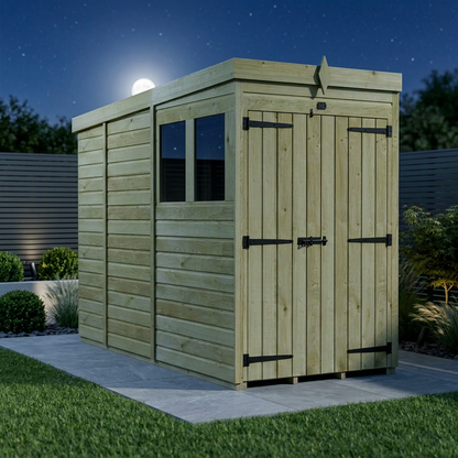 4 x 9 Pent Shed (Double Door, With Windows) - view 2