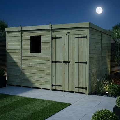 9 x 8 Pent Shed (Double Door, With Windows) - view 3
