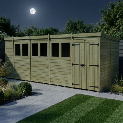 19 x 7 Pent Shed (Double Door, With Windows) - view 3