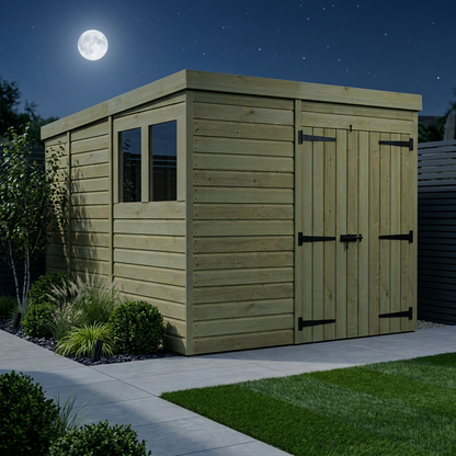 7 x 9 Pent Shed (Double Door, With Windows) - view 2