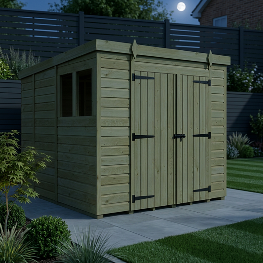 9 x 9 Pent Shed (Double Door, With Windows) - view 2