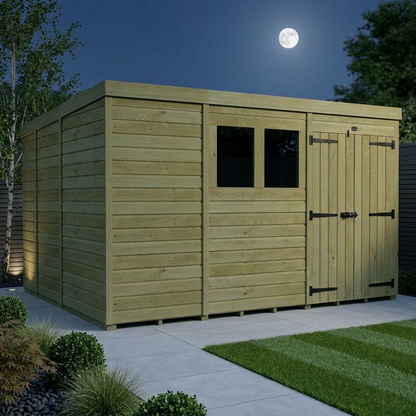 11 x 9 Pent Shed (Double Door, With Windows) - view 2