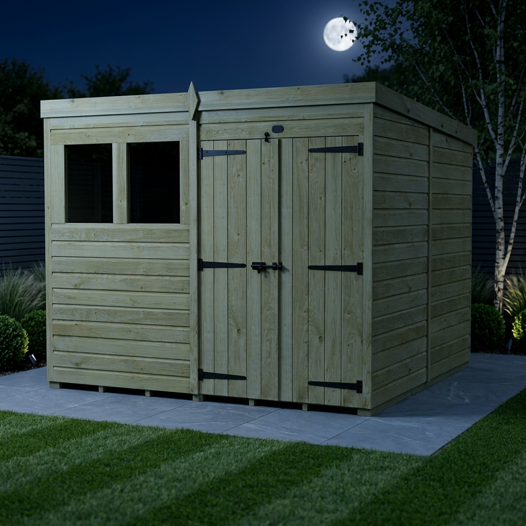 8 x 10 Pent Shed (Double Door, With Windows) - view 2