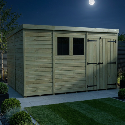 11 x 10 Pent Shed (Double Door, With Windows) - view 2
