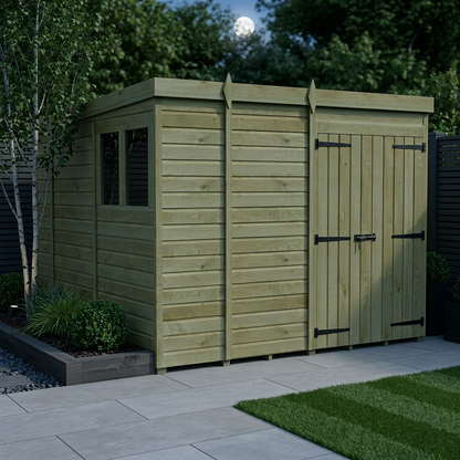 9 x 10 Pent Shed (Double Door, With Windows) - view 2