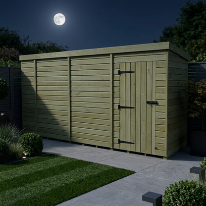 13 x 4 Pent Shed (Single Door, No Windows) - view 3