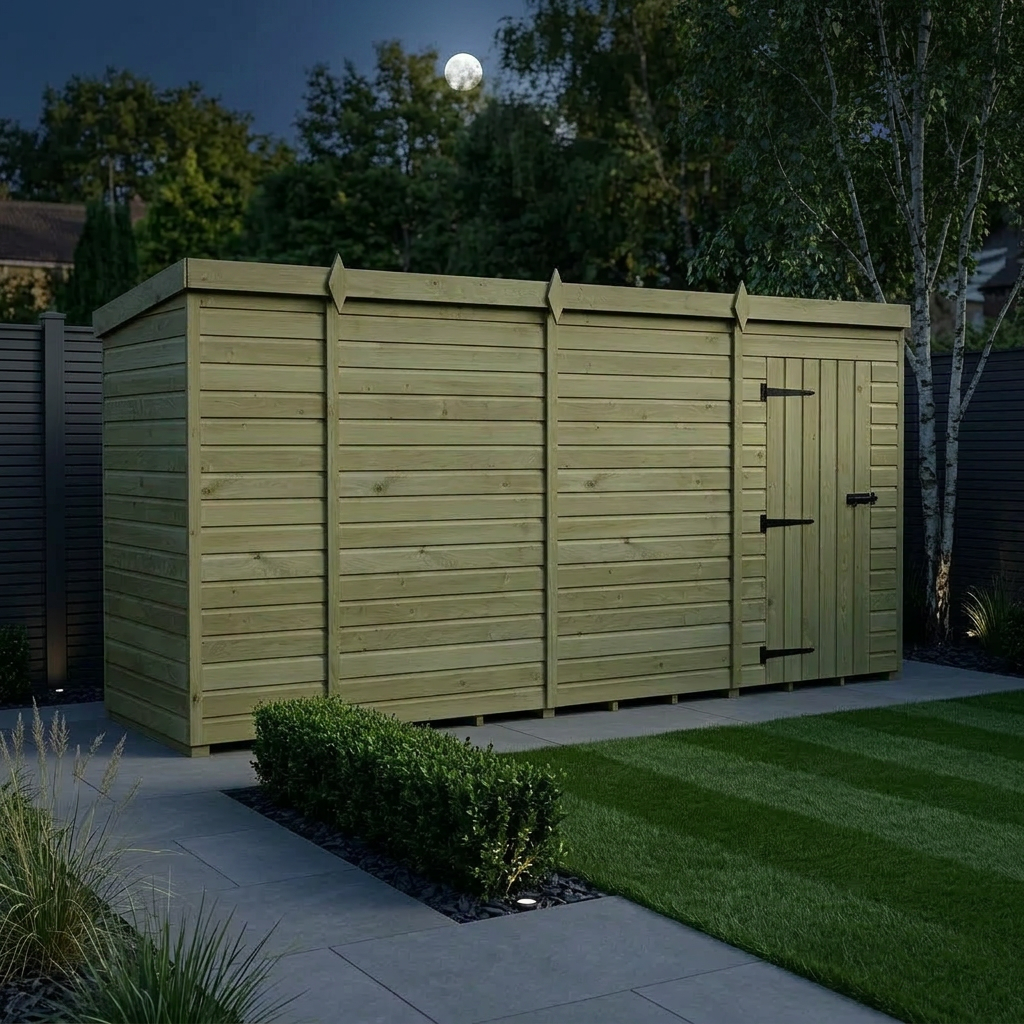 14 x 4 Pent Shed (Single Door, No Windows) - Pent Shed