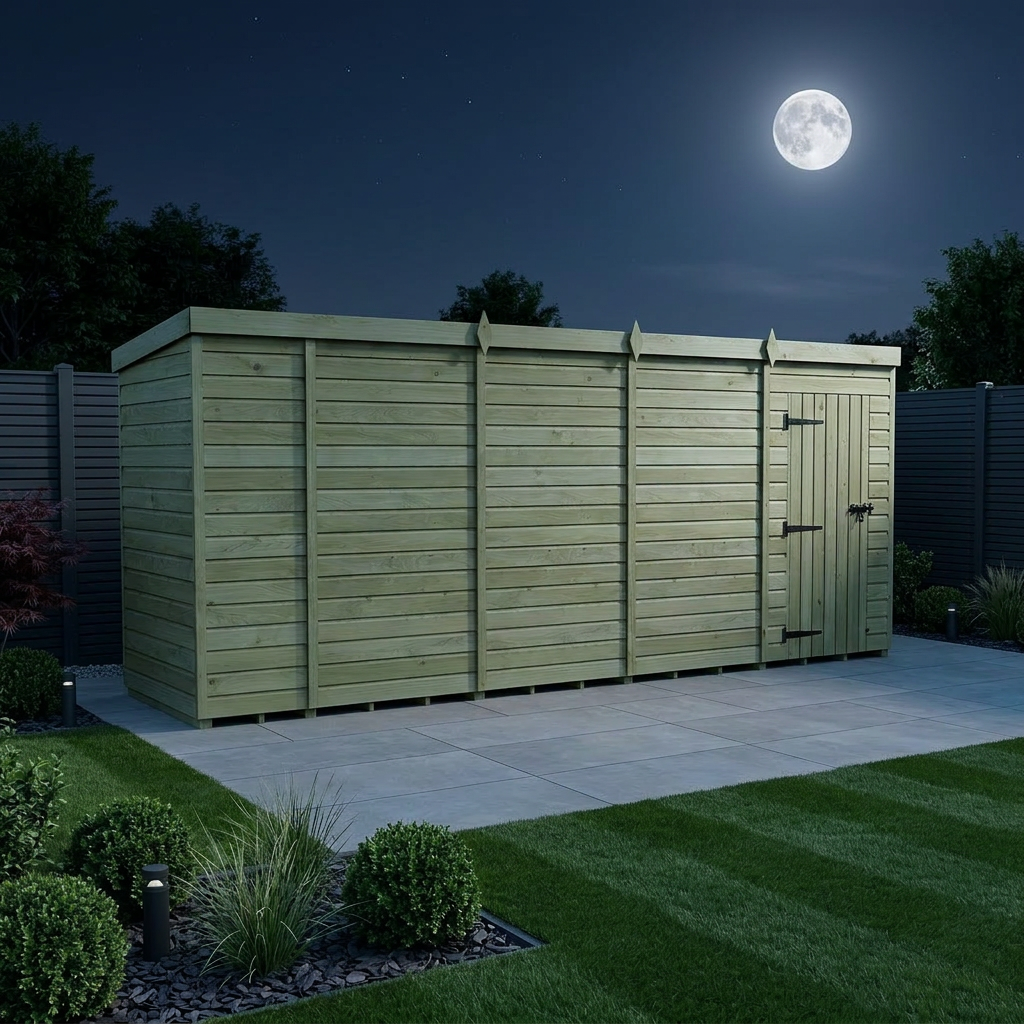 18 x 4 Pent Shed (Single Door, No Windows) - view 2