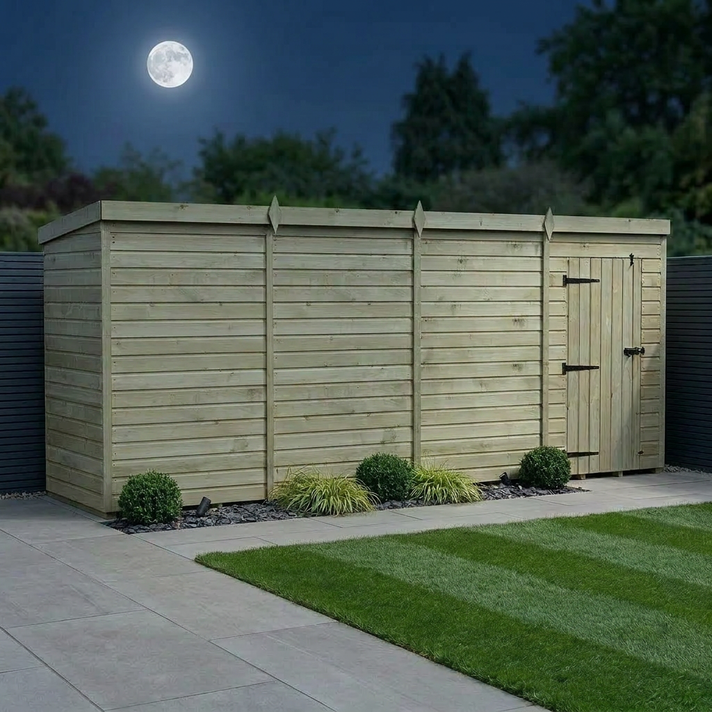 16 x 4 Pent Shed (Single Door, No Windows) - view 2