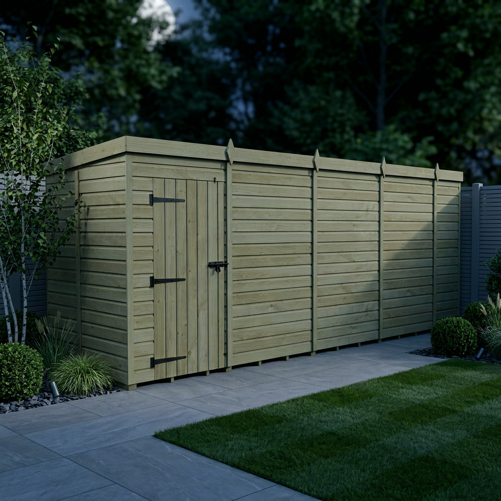 18 x 5 Pent Shed (Single Door, No Windows) - view 2