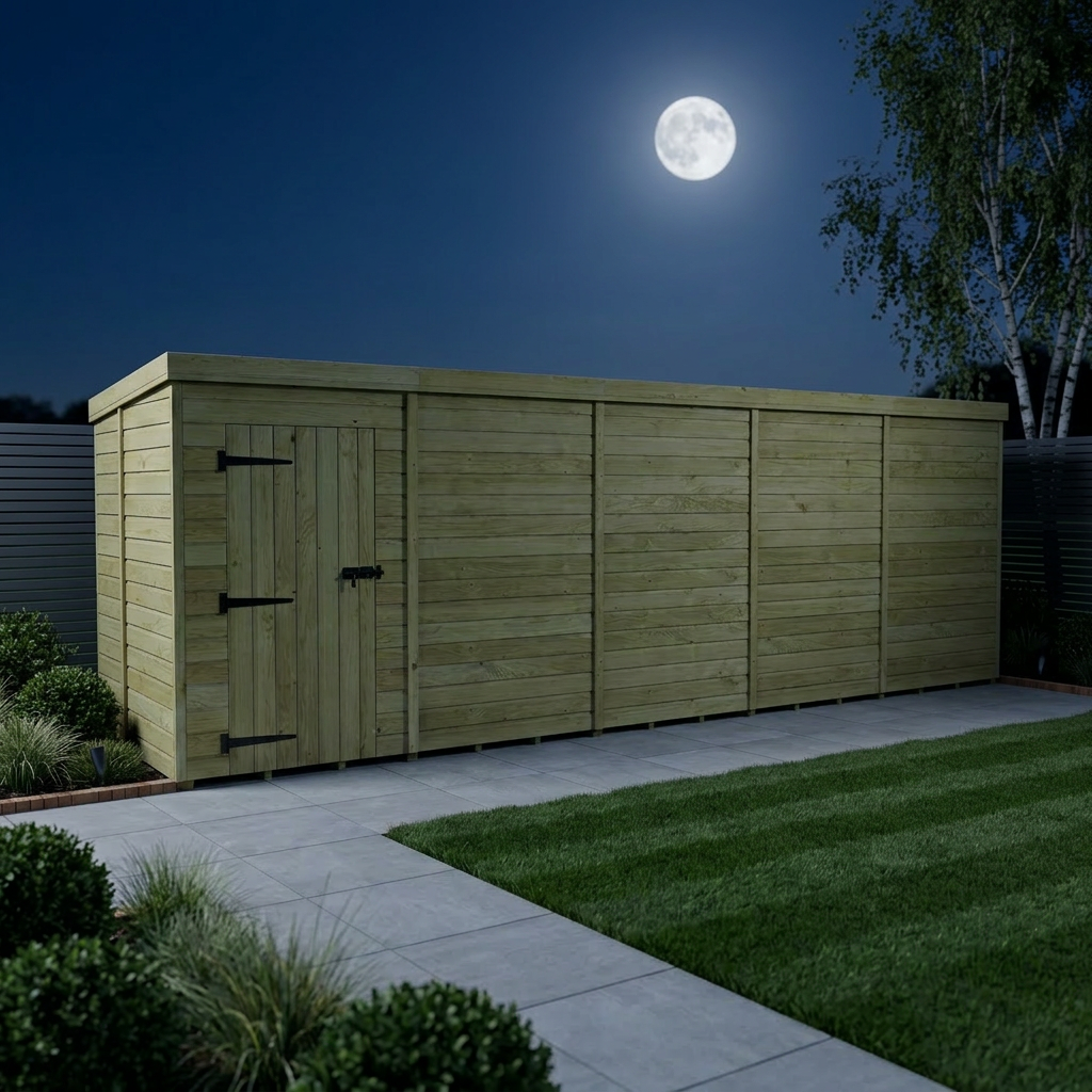 20 x 5 Pent Shed (Single Door, No Windows) - view 2