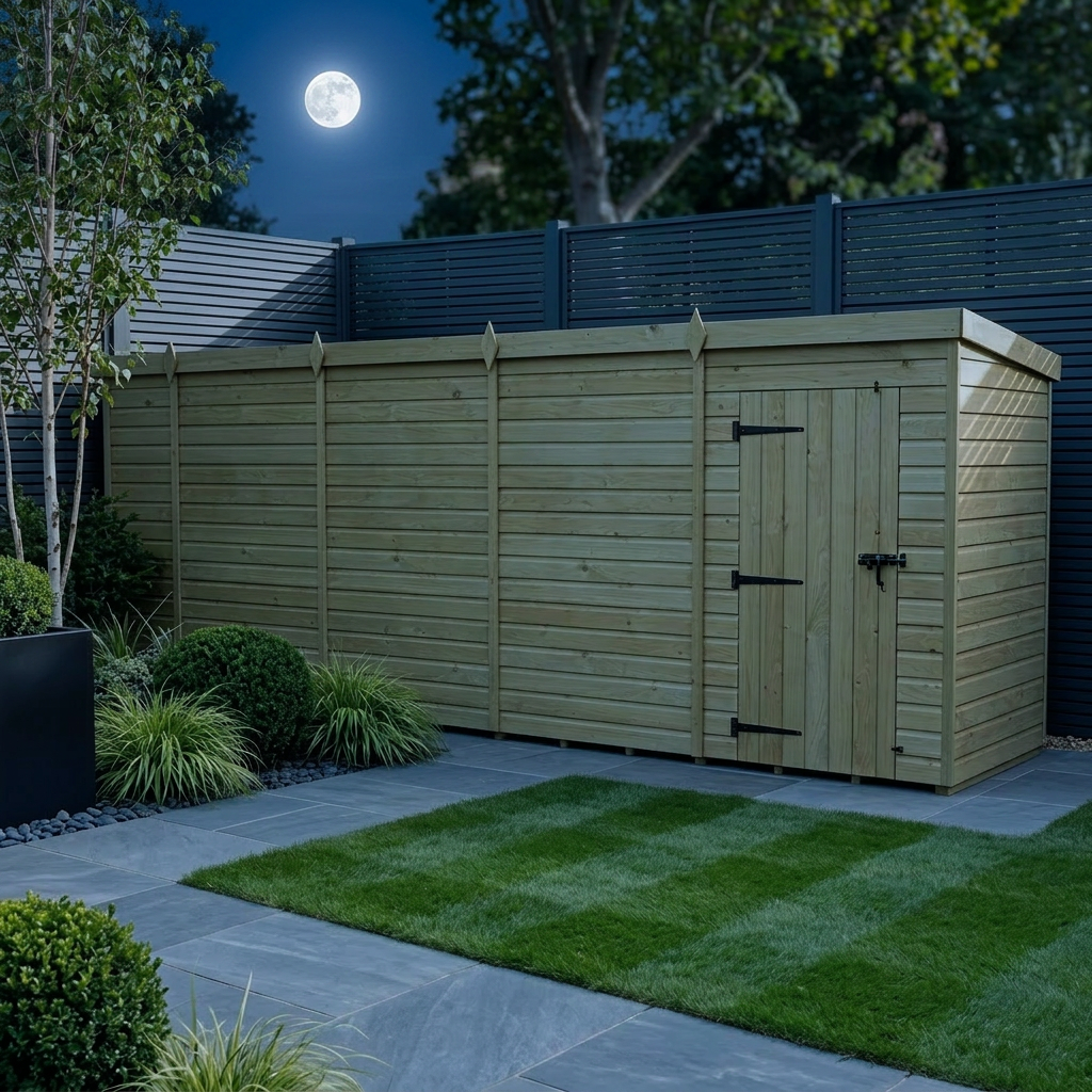 20 x 4 Pent Shed (Single Door, No Windows) - view 3