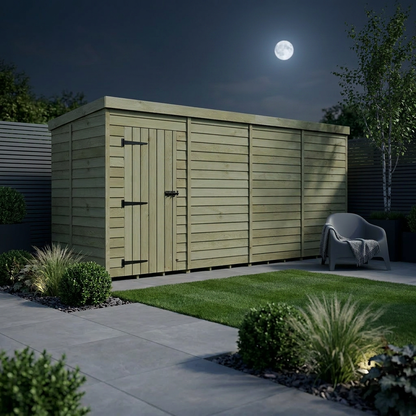 16 x 5 Pent Shed (Single Door, No Windows) - view 3